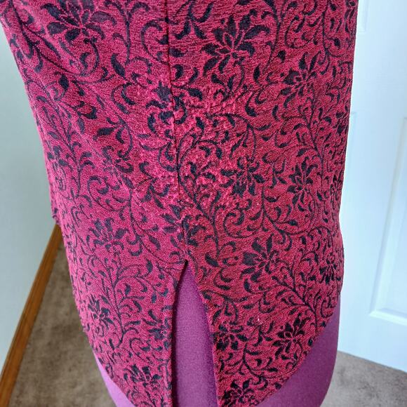 Rabbit Designs Vintage 80s Floral Blouse 10M long sleeve red black shoulder pads - Picture 8 of 16